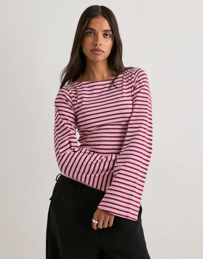 Nelly Stripe Wide Sleeve Top t-shirts dam – bild 2