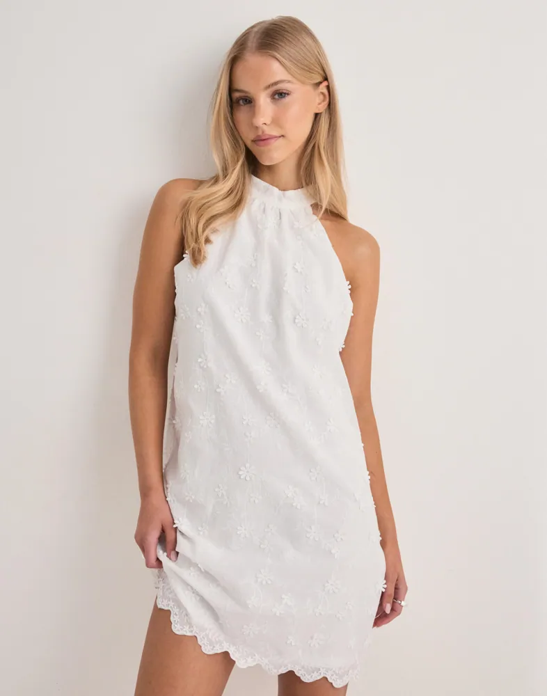 simple lace dresses women Lace Midi Dress, Cream