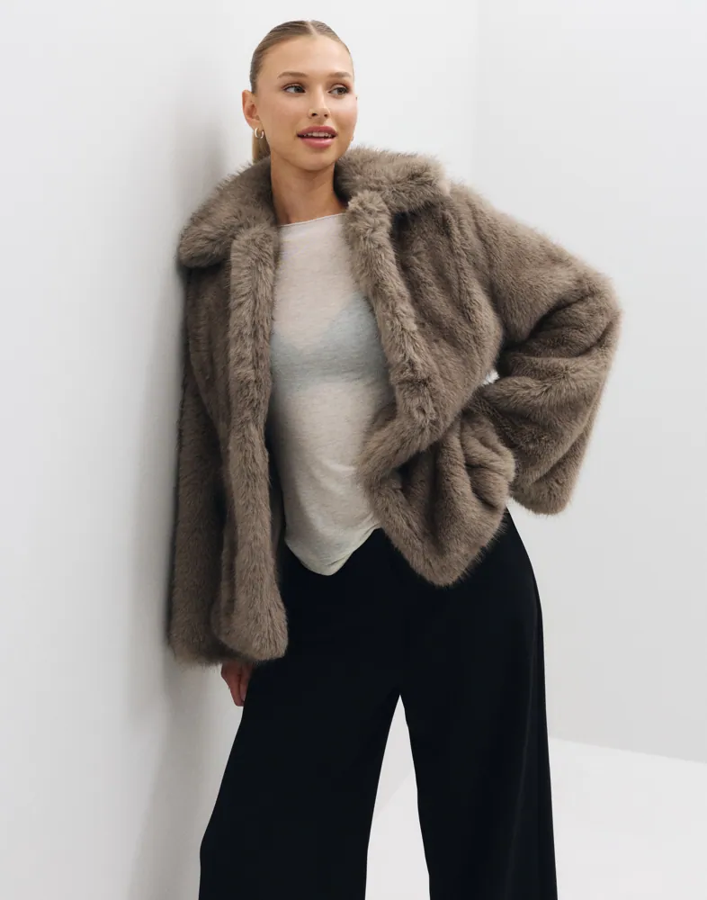 NEO NOIR Ariella Faux Fur Peplum Jacket jackor dam – bild 2
