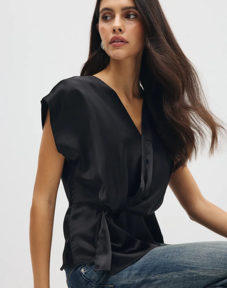 ONLY Onldune S/L Wrap Knot Top Wvn skjortor & blusar dam – bild 2