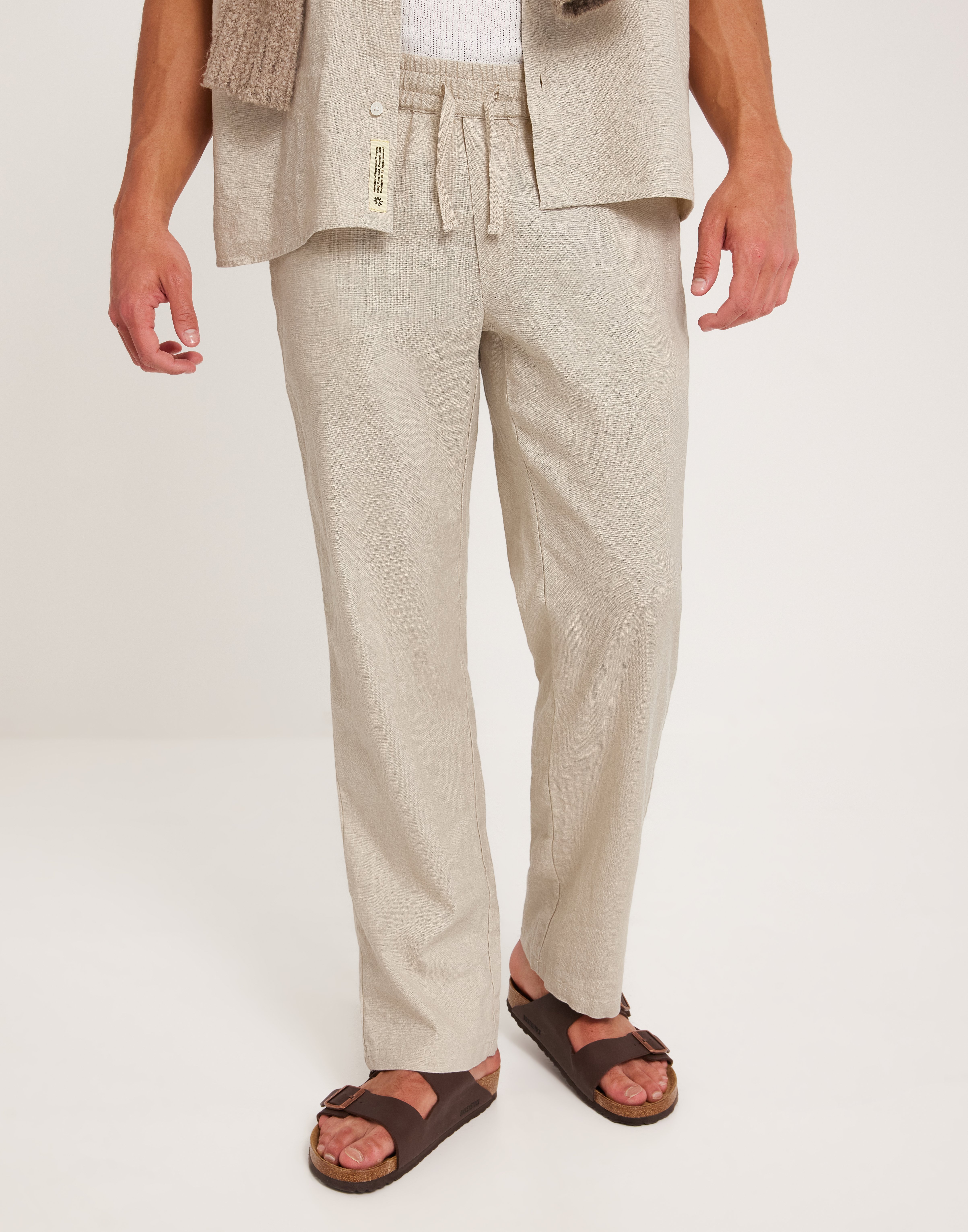 Woodbird WBEik Linen Pant Hørbukser Beige