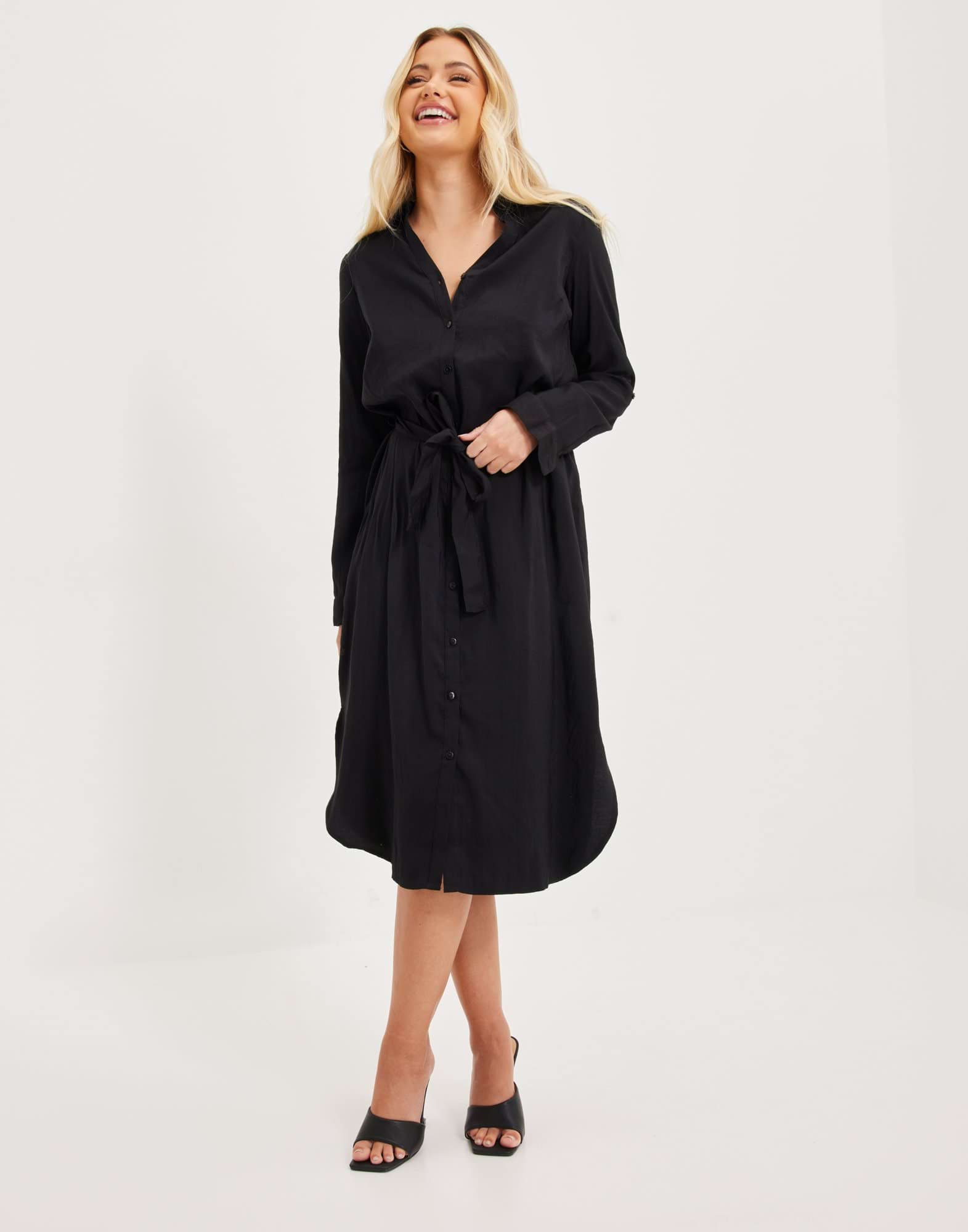 VMBELL LS CALF SHIRT DRESS WVN NOOS