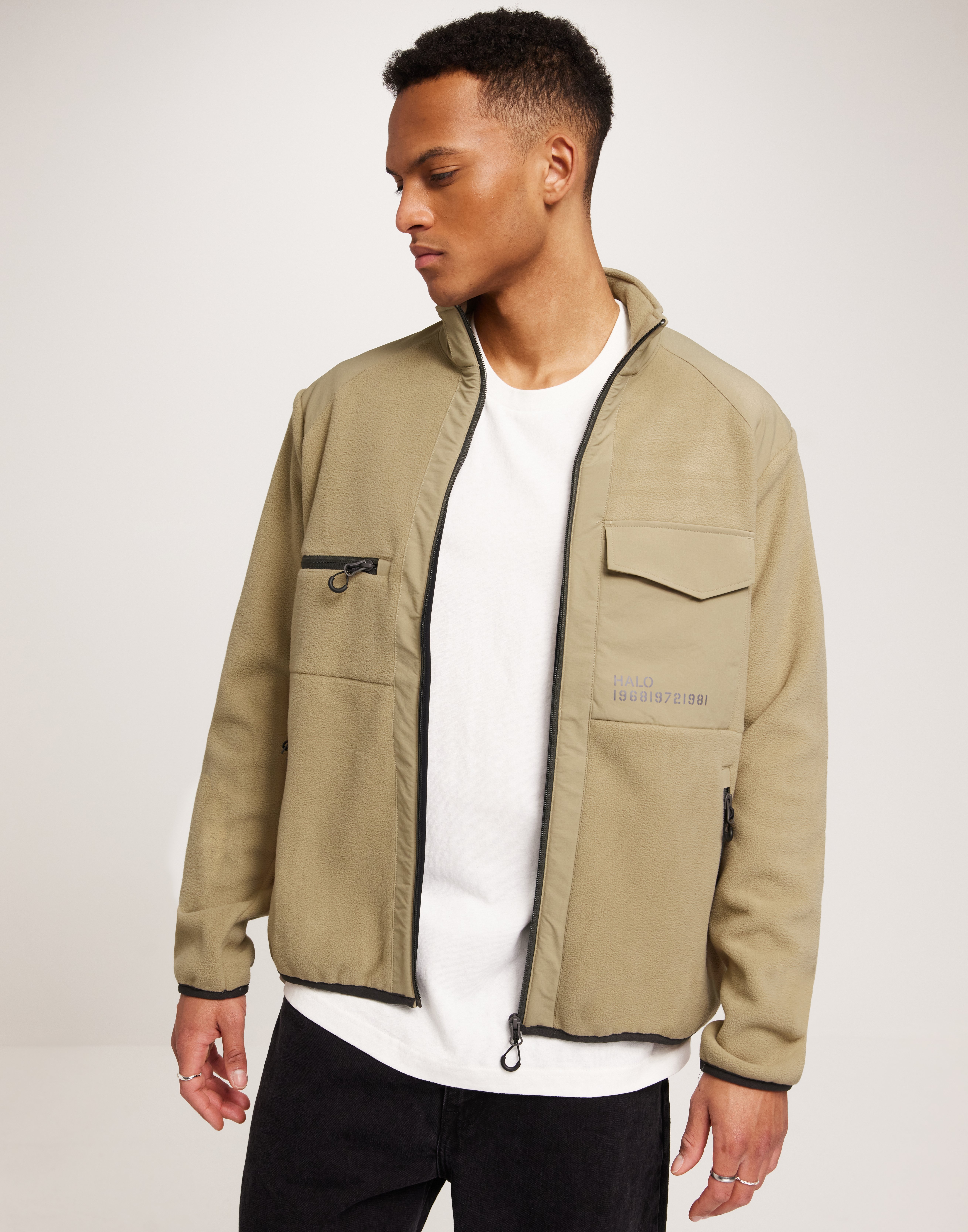 Halo Halo Paneled Fleece Jacket Fleecejakker Beige