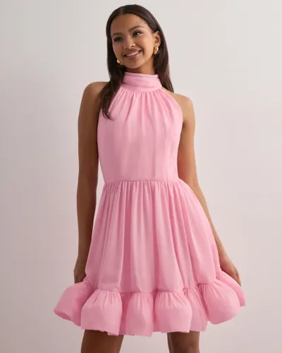Malina - Pink - Fern Halterneck Ruffled Mini Dress