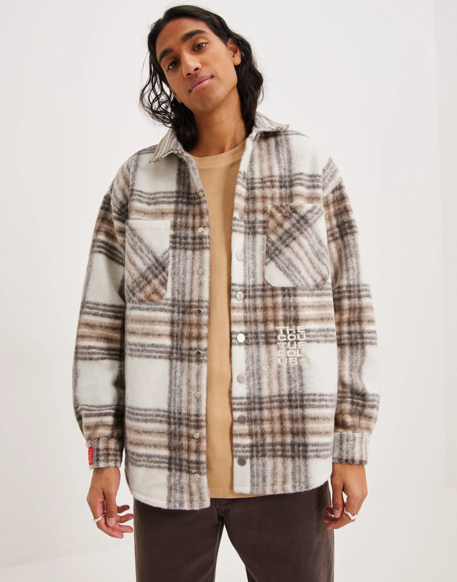 BRUSHED CHECK SHACKET-BEIGE