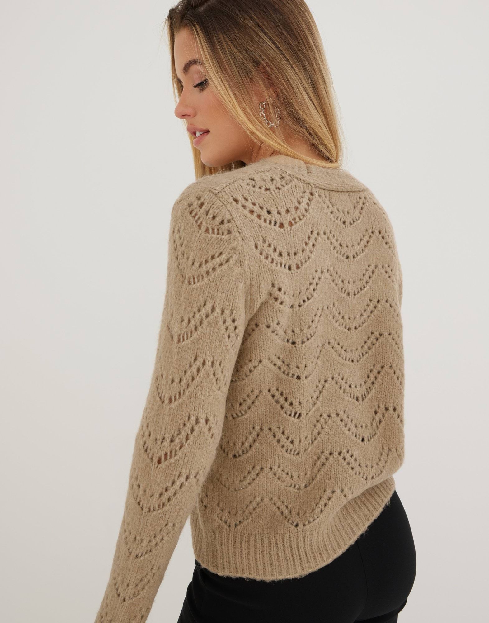 NOISY MAY Nmdolly L/S Gebreide cardigan FWD Noos, silver mink, M