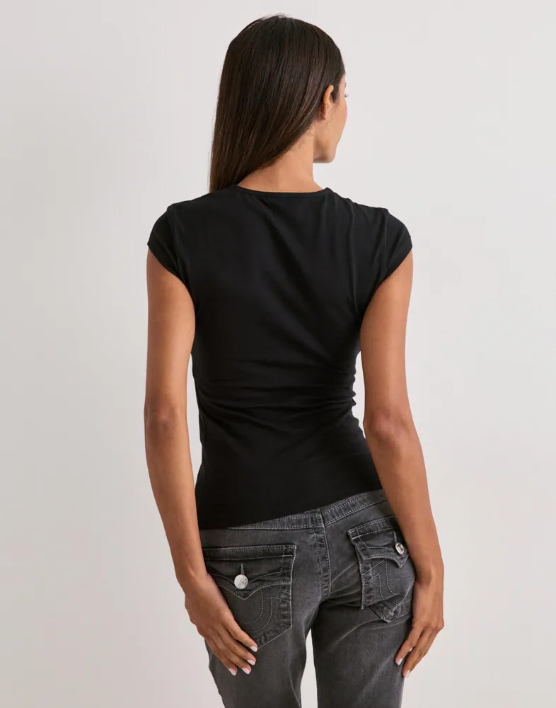 Nelly Amazing Keyhole Tie Tee toppar & linnen dam – bild 2
