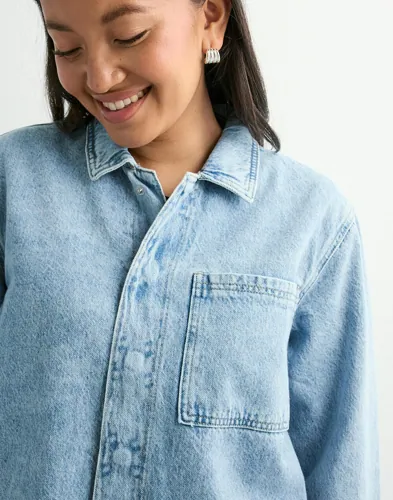 PIECES Pcjophine Ls Denim Shirt Bc skjortor dam – bild 3