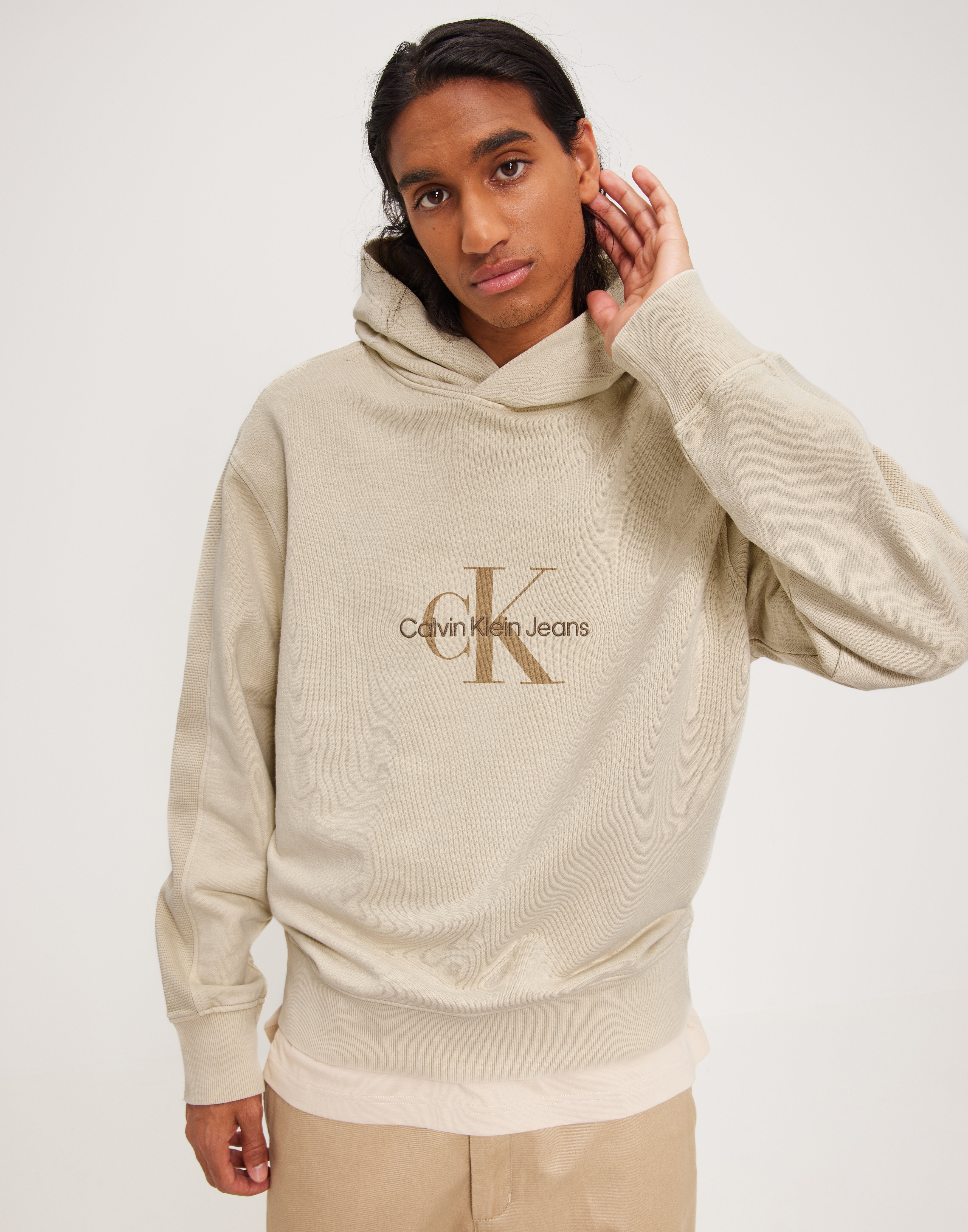 Buy Calvin Klein Jeans MONOLOGO MINERAL DYE HOODIE Classic Beige NLYMAN