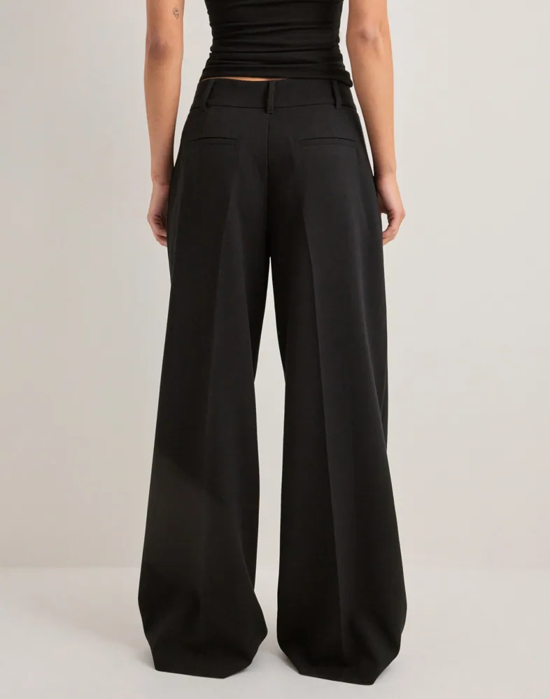 high waisted dress pants for sale Lyla Black Dressy Tailored Flared Trouser Pants | Modest pants main image 0