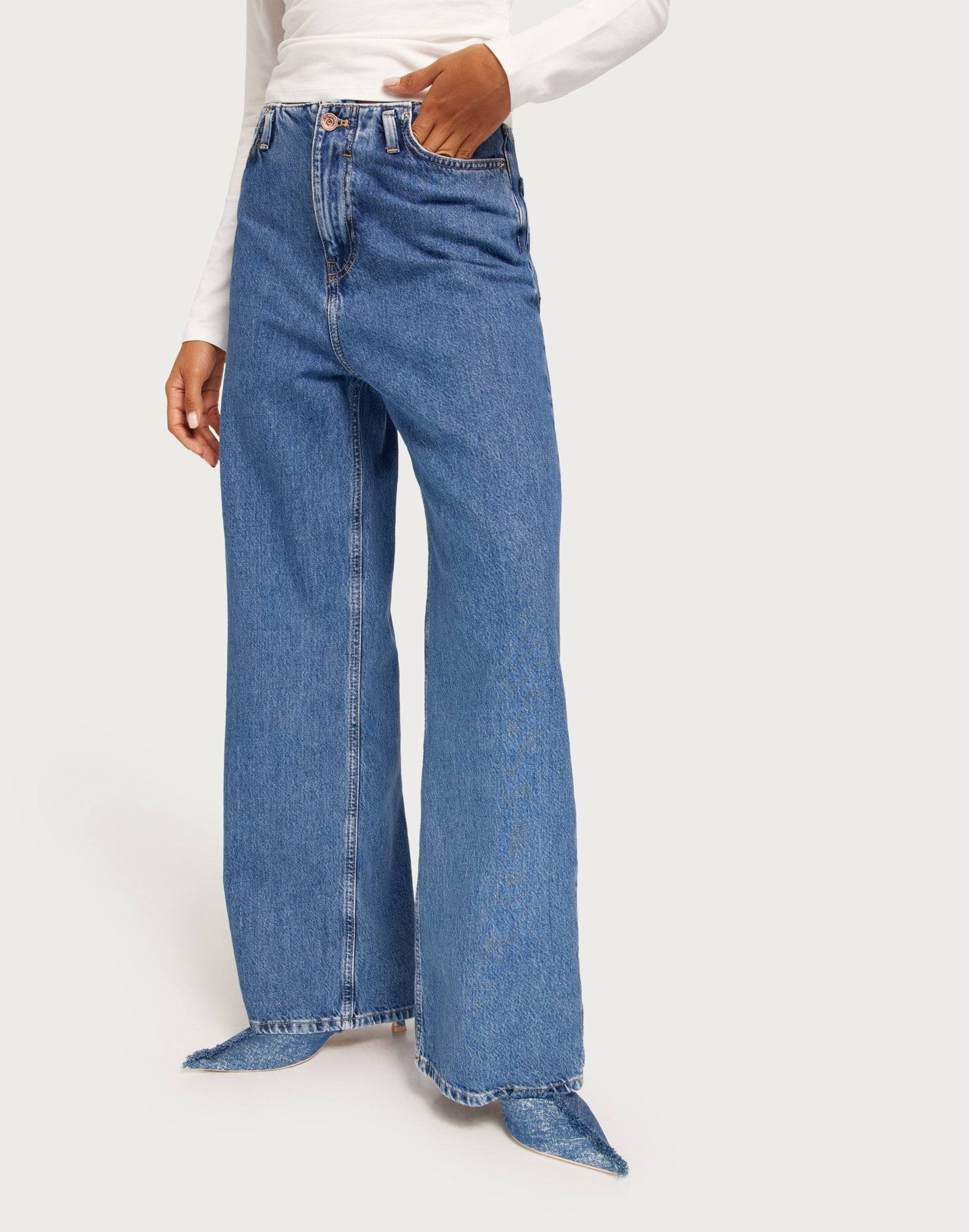 Onlsui Mid Slim Fold Up Dnm Medium Blue Denim