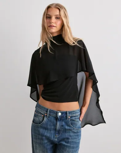 Gina Tricot - Musta - Chiffon Cape Top