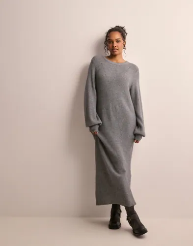 OBJECT - Grå - Objditte Re L/S Knit Midi Dress Noo