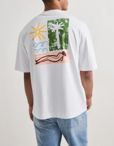 Selected Men Slhrelaxnorman License Ss Tee Kortärmade t-shirts Vit