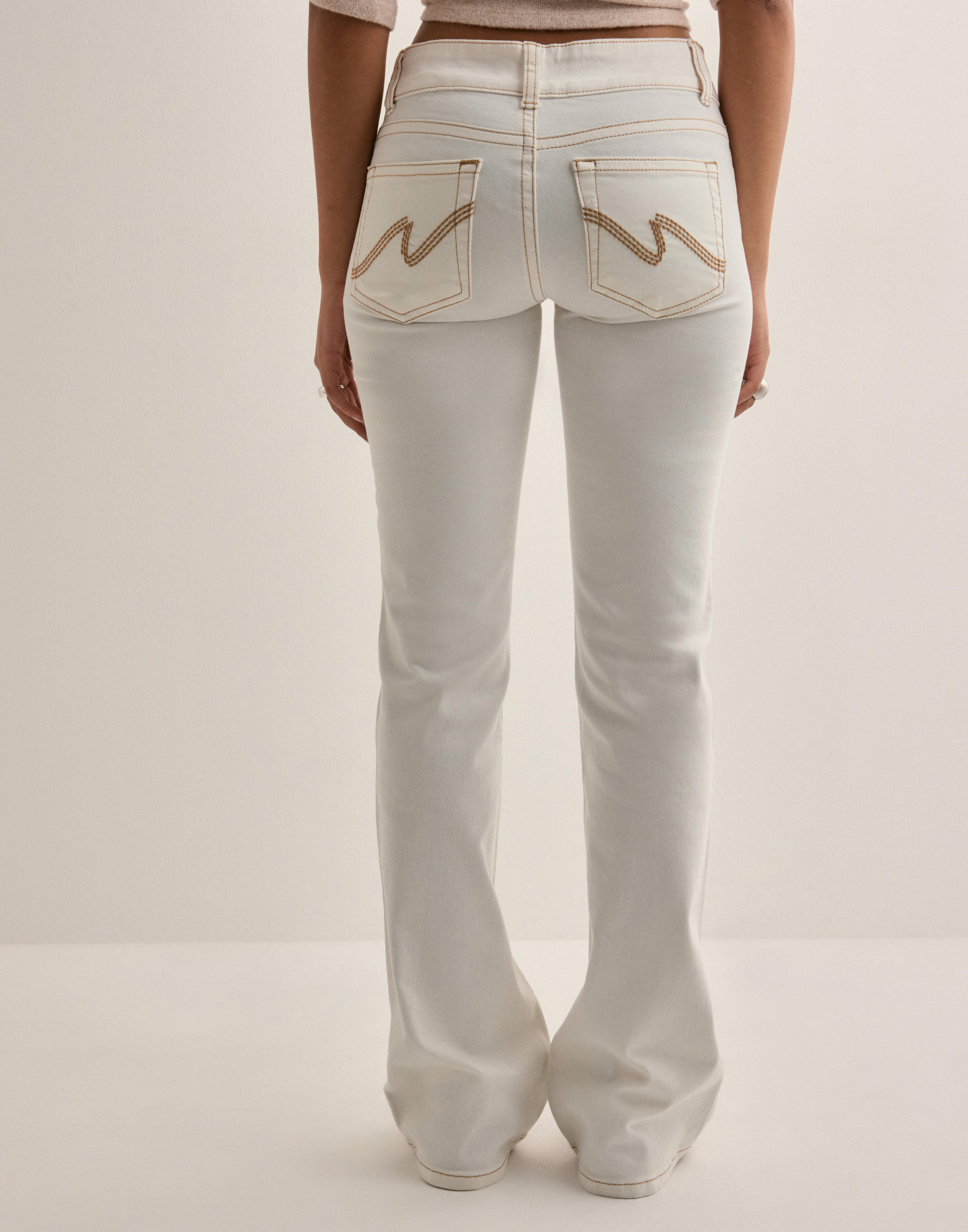Buy Nelly Low Waist Bootcut Stitch Jeans Offwhite