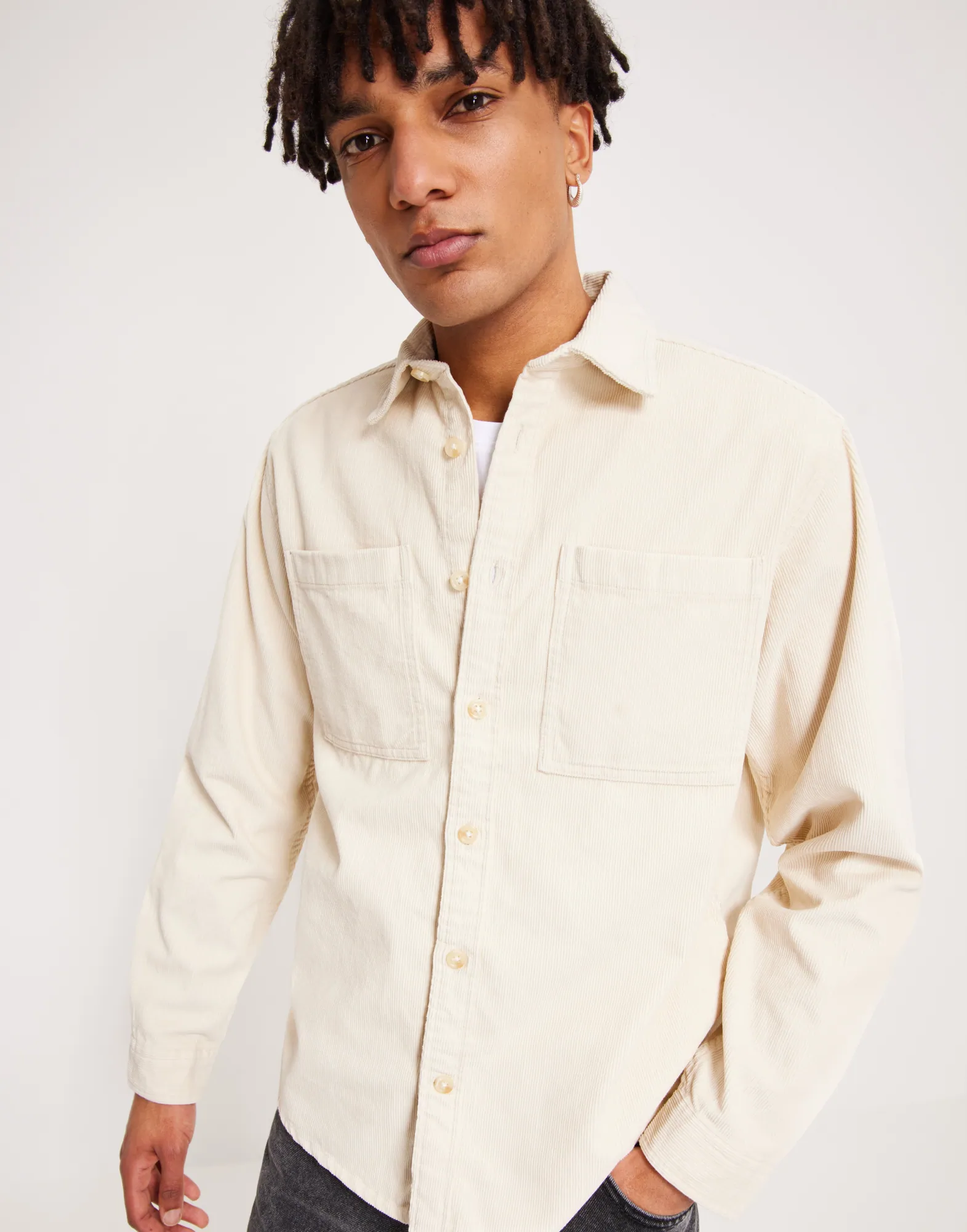 SLHLOOSEFINN LS CORD OVERSHIRT W