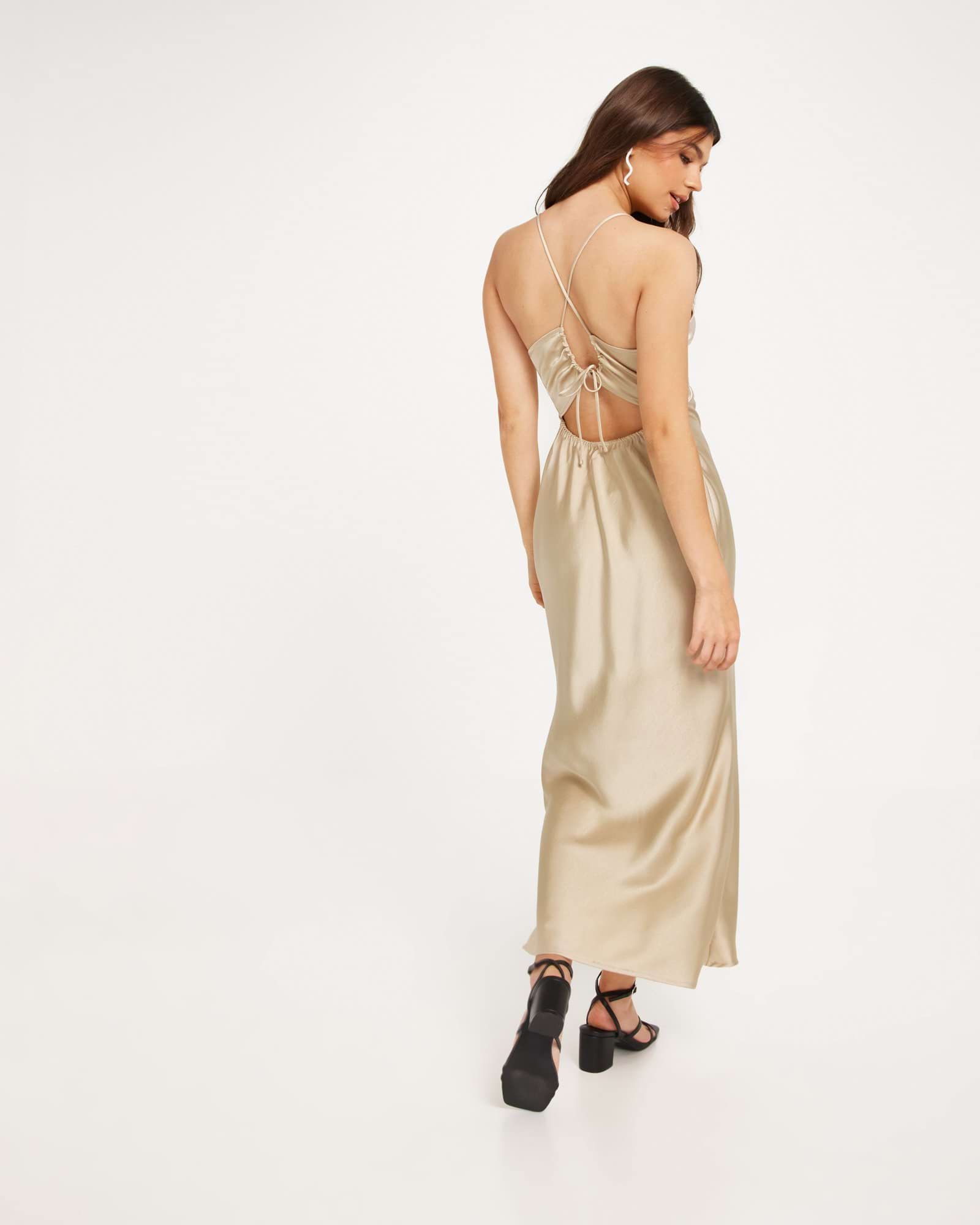 Colbie Heavy Sateen Kjole - Light Yellow