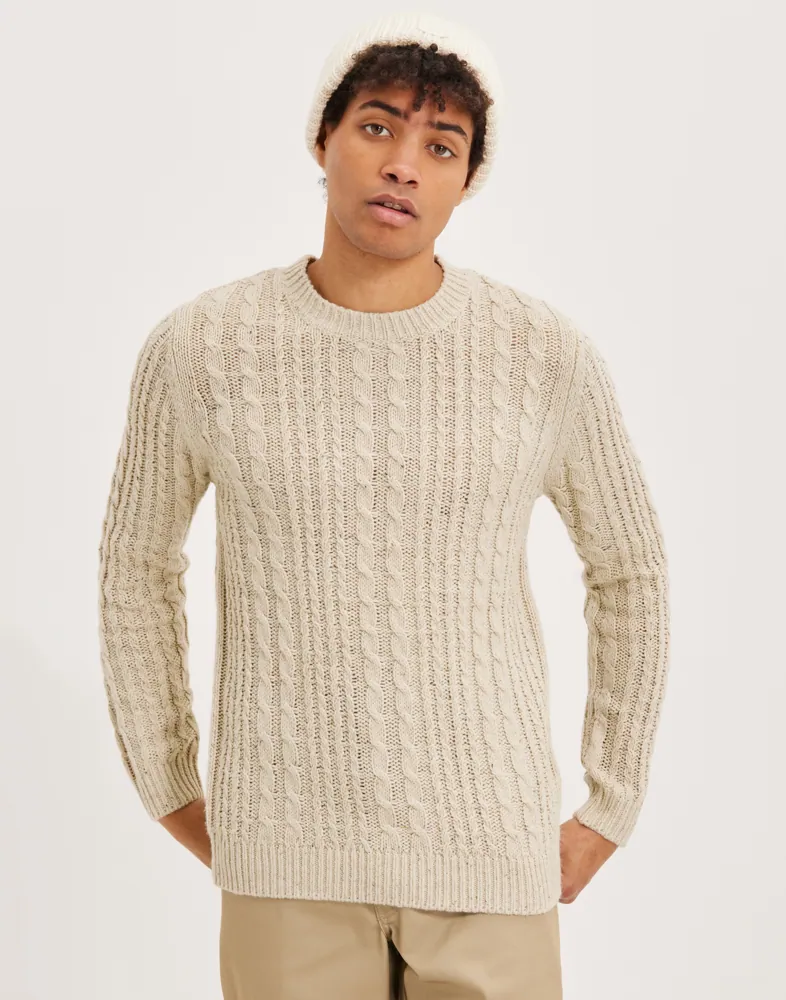 SLHHENRY LS KNIT CABLE CREW NECK W