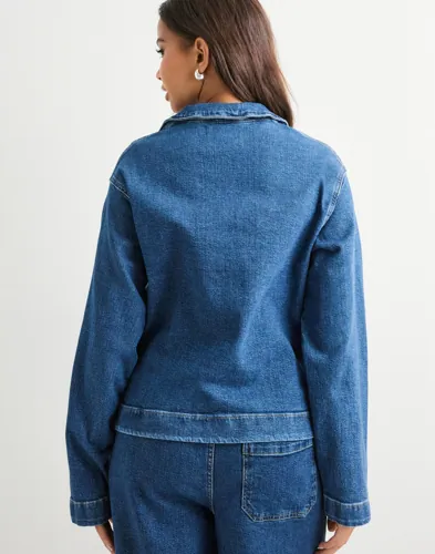 PIECES Pcsilke Ls Denim V-Neck Shirt D2D F skjortor dam – bild 3