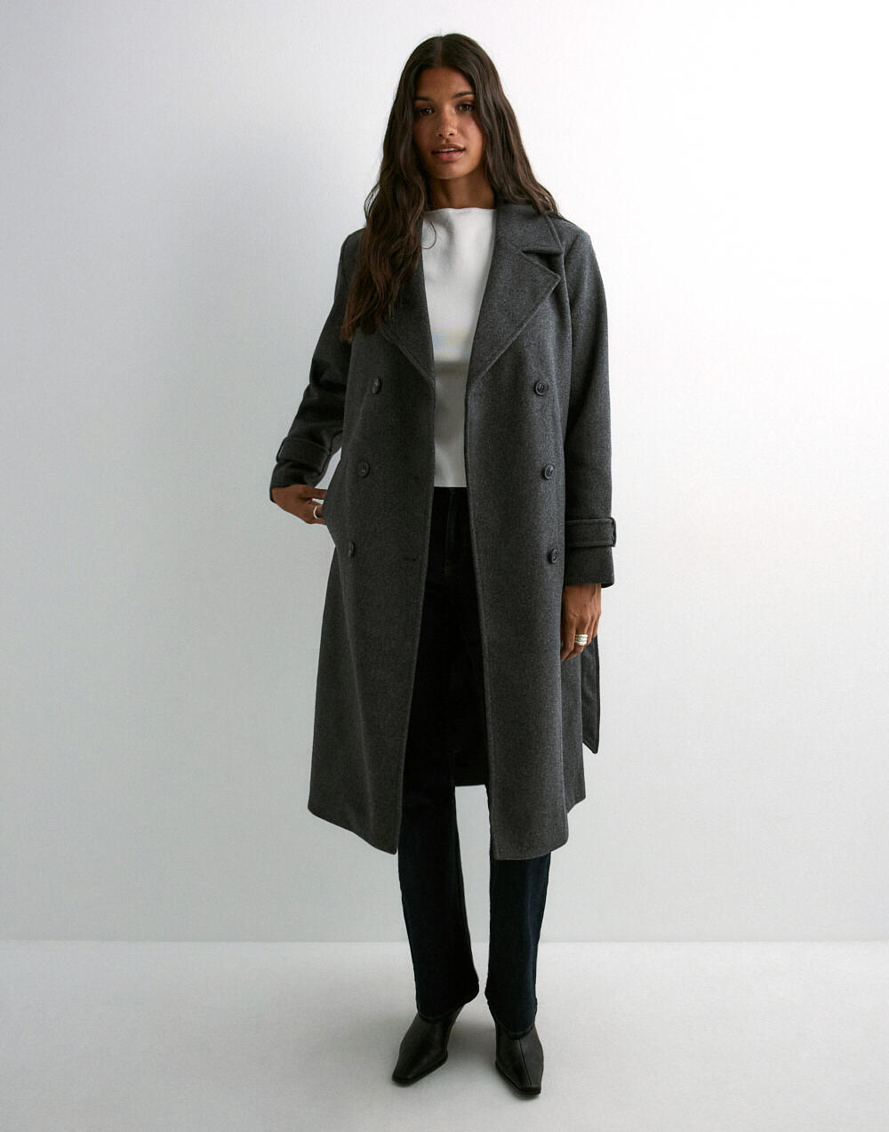 Buy Vero Moda VMHARPER LONG WOOL COAT GA NOOS - Dark Grey Melange