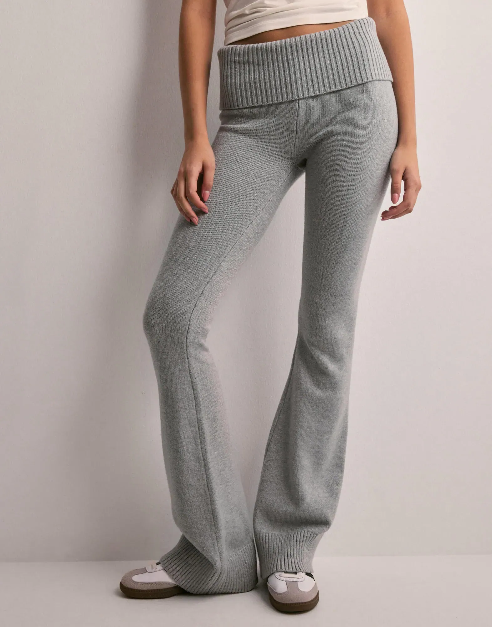 Buy Nelly Tight Rib Knit Pants - Grey Melange | Nelly.com
