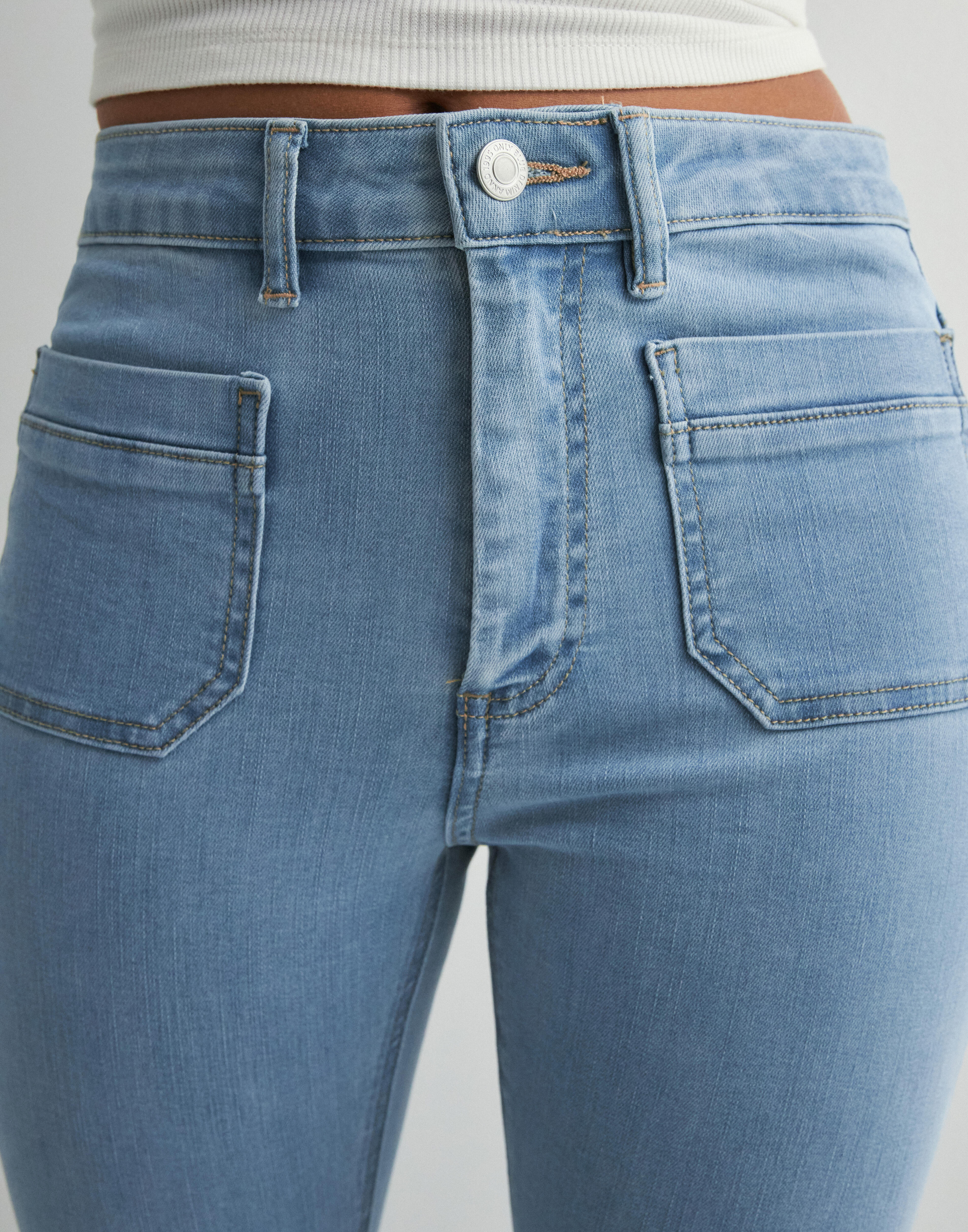 Buy Only ONLWAUW HW POCKET FLARED DNM BOX - Light Blue Denim
