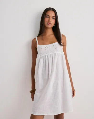 Only - Vit - Onlvalea S/L Short Lace Dress Wvn E