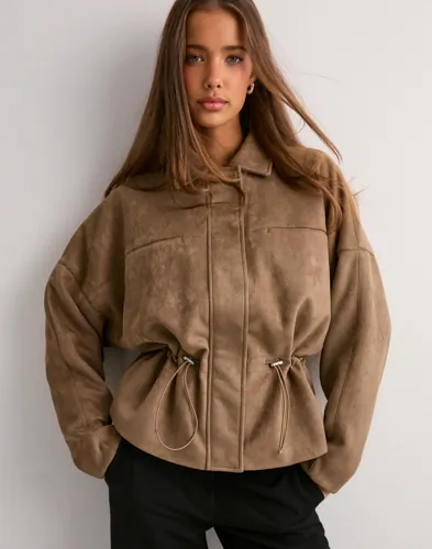 Nelly Drawstring Brushed Collar Jacket