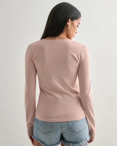 Nelly Square Bow LS Top långärmade t-shirt dam – bild 3