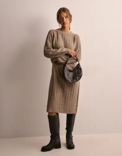 Pieces - Beige - Pcmaggy Ls Knit Dress Noos Bc