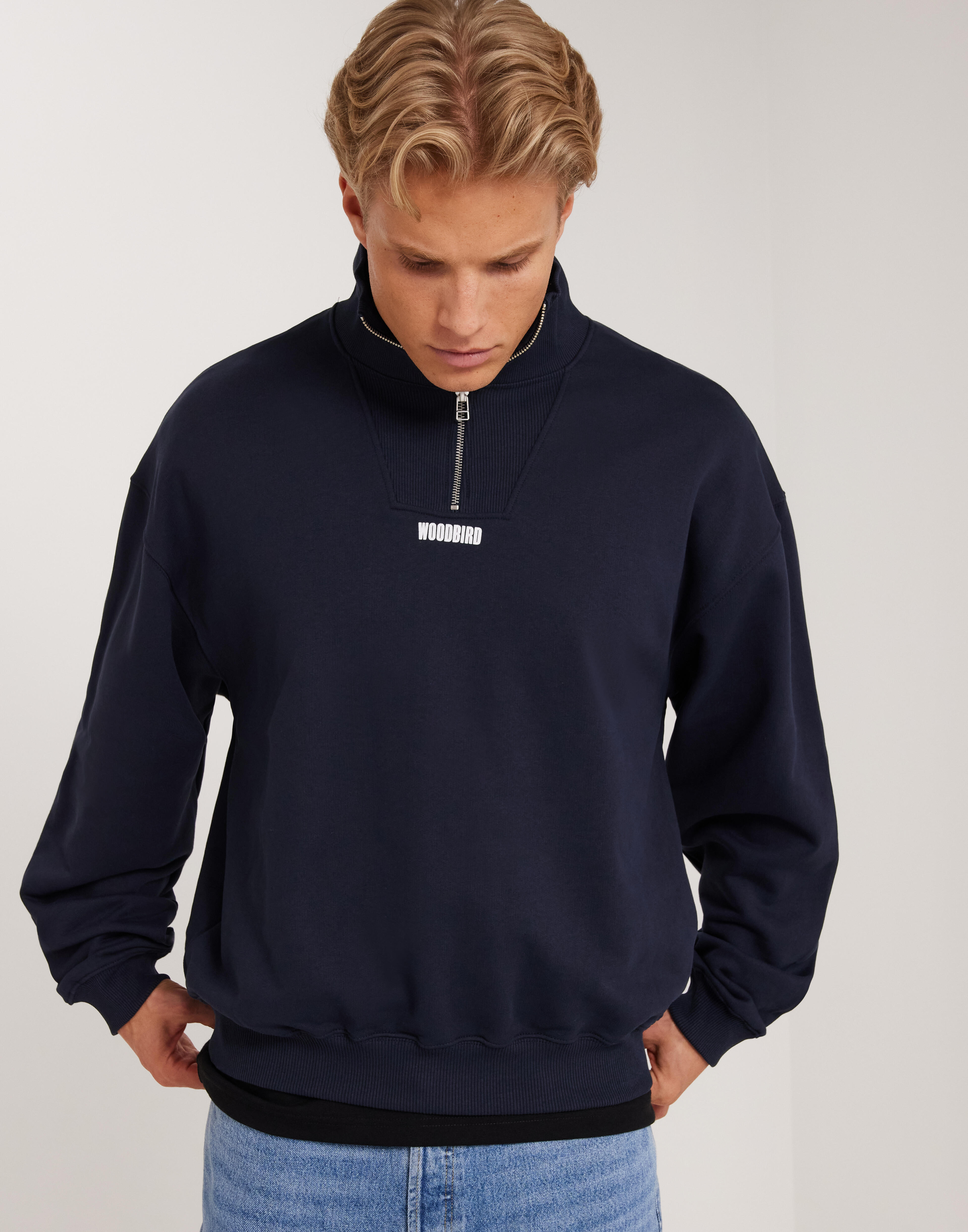 ◆LEE◆ House Logo Half Zip-up Man to Man Navy Ottoman Heather 1/4 Zip