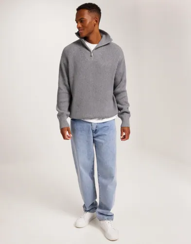 Selected Men Slhdry Ls Knit Relaxed Half Zip Half zip stickade tröjor herr – bild 3