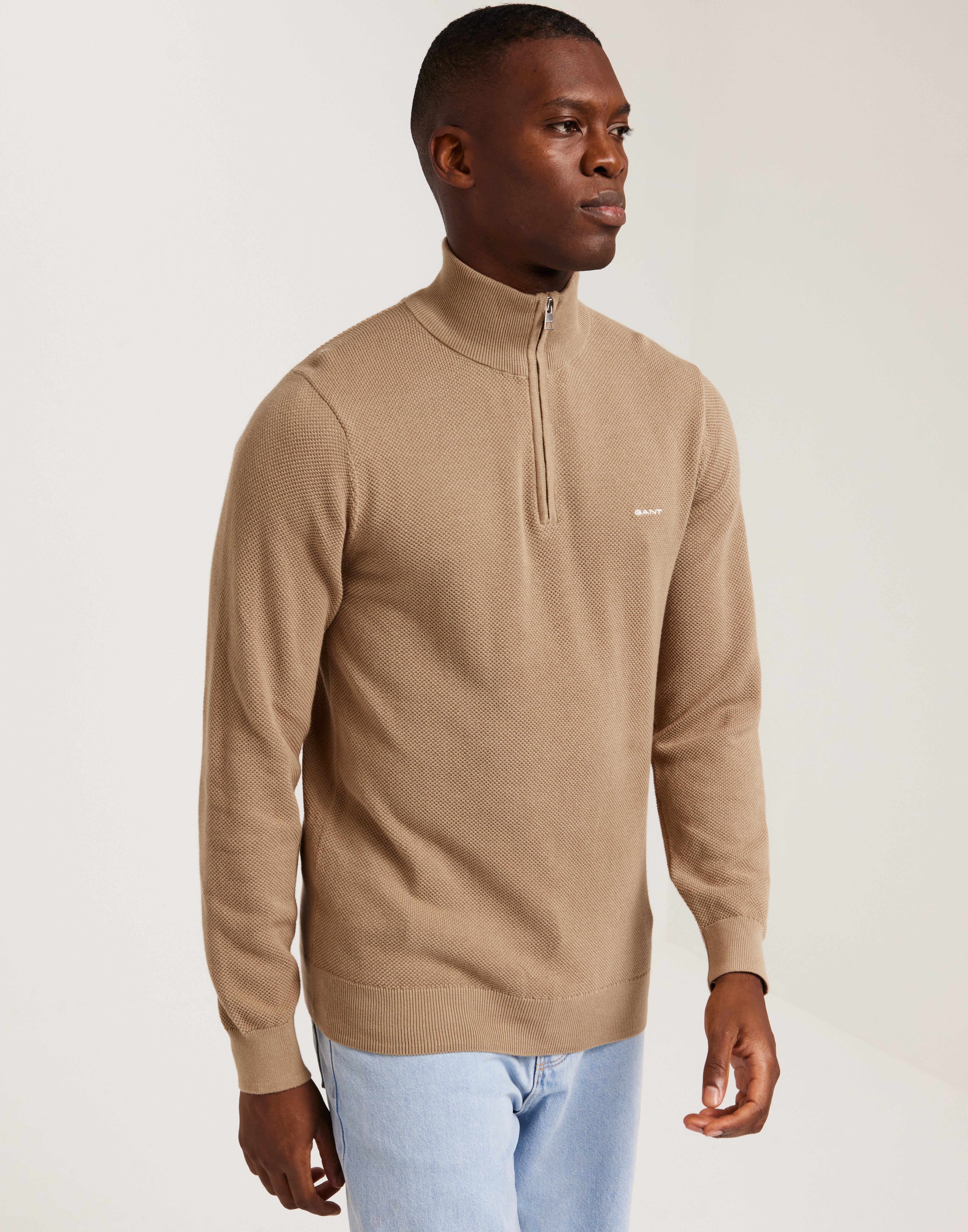 Gant Cotton Pique Halfzip Half zip Beige