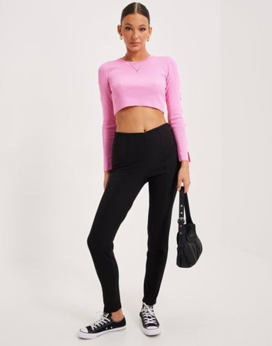 Noisy May Nmsallie HW Front Details Legging Donna - Leggings A Costine Con Cerniera Anteriore, Modello Alto