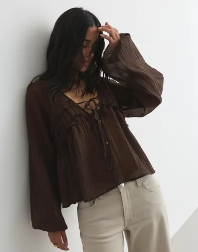 Nelly - Brun - Effortless Crincle Blouse