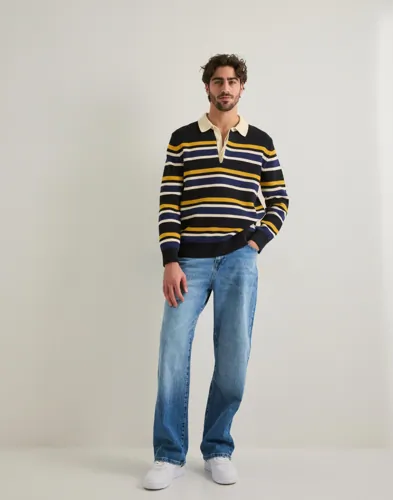 Gant Striped Cotton Rib Polo Långärmad piké pikéer herr – bild 3