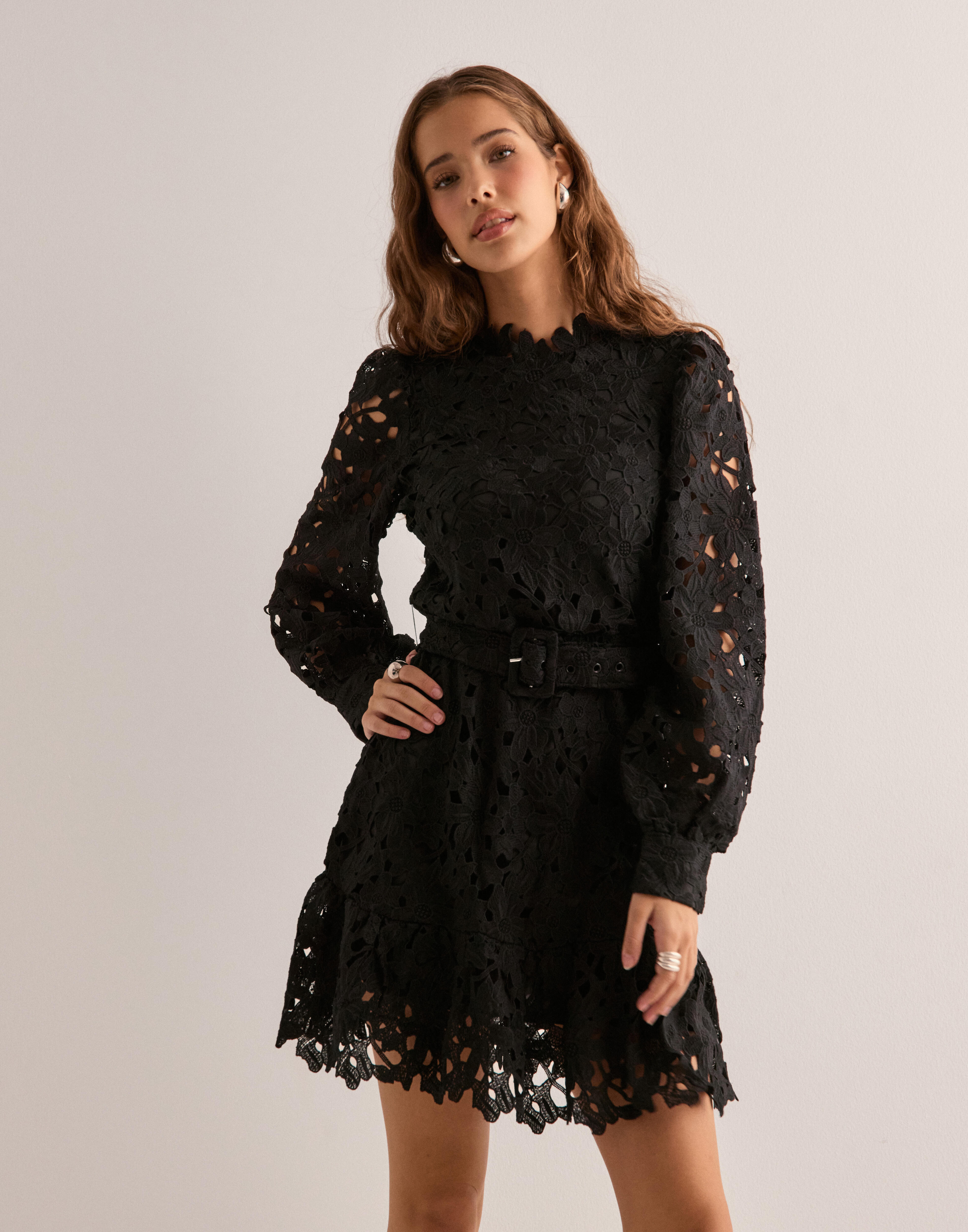 chinese dress ladies Elaine Lace Mini Dress in Black main image 1