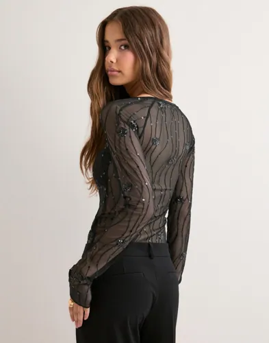 Nelly Embellished LS Top långärmade t-shirt dam – bild 3