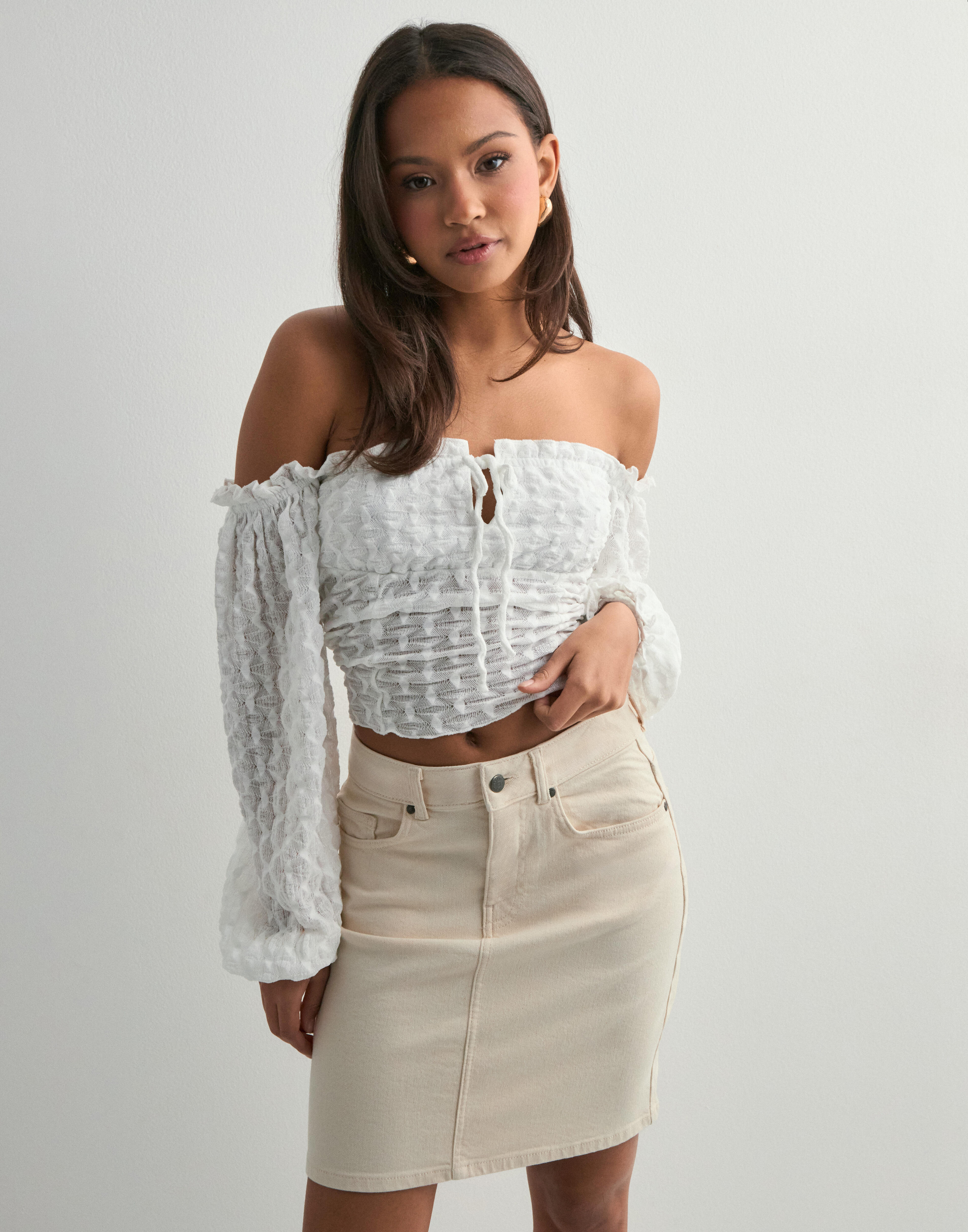 Buy OBJECT OBJTALIA HW TWILL SKIRT 132 - Cloud Dancer