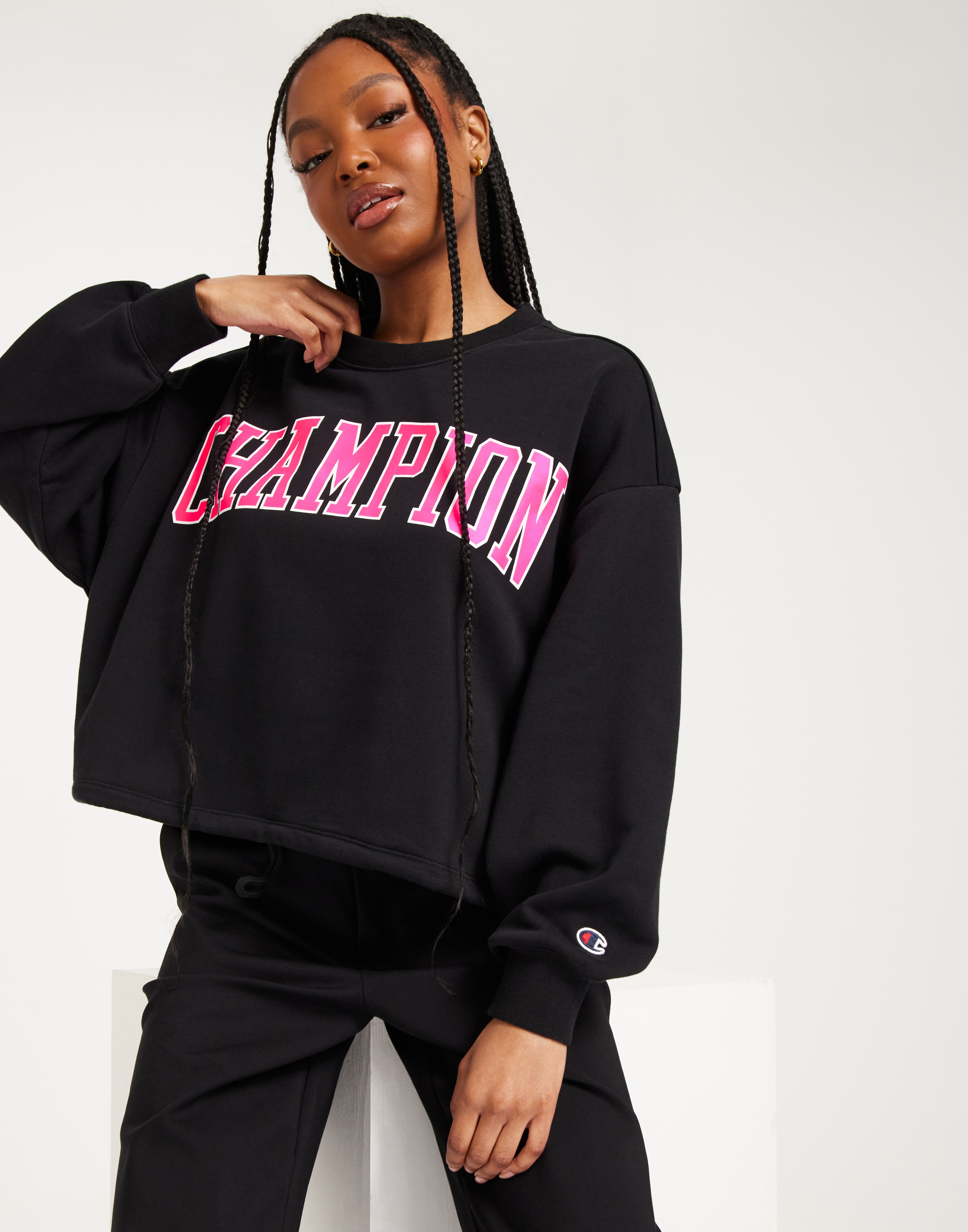 Buy Champion Crewneck Croptop Sweatshirt Black Nelly