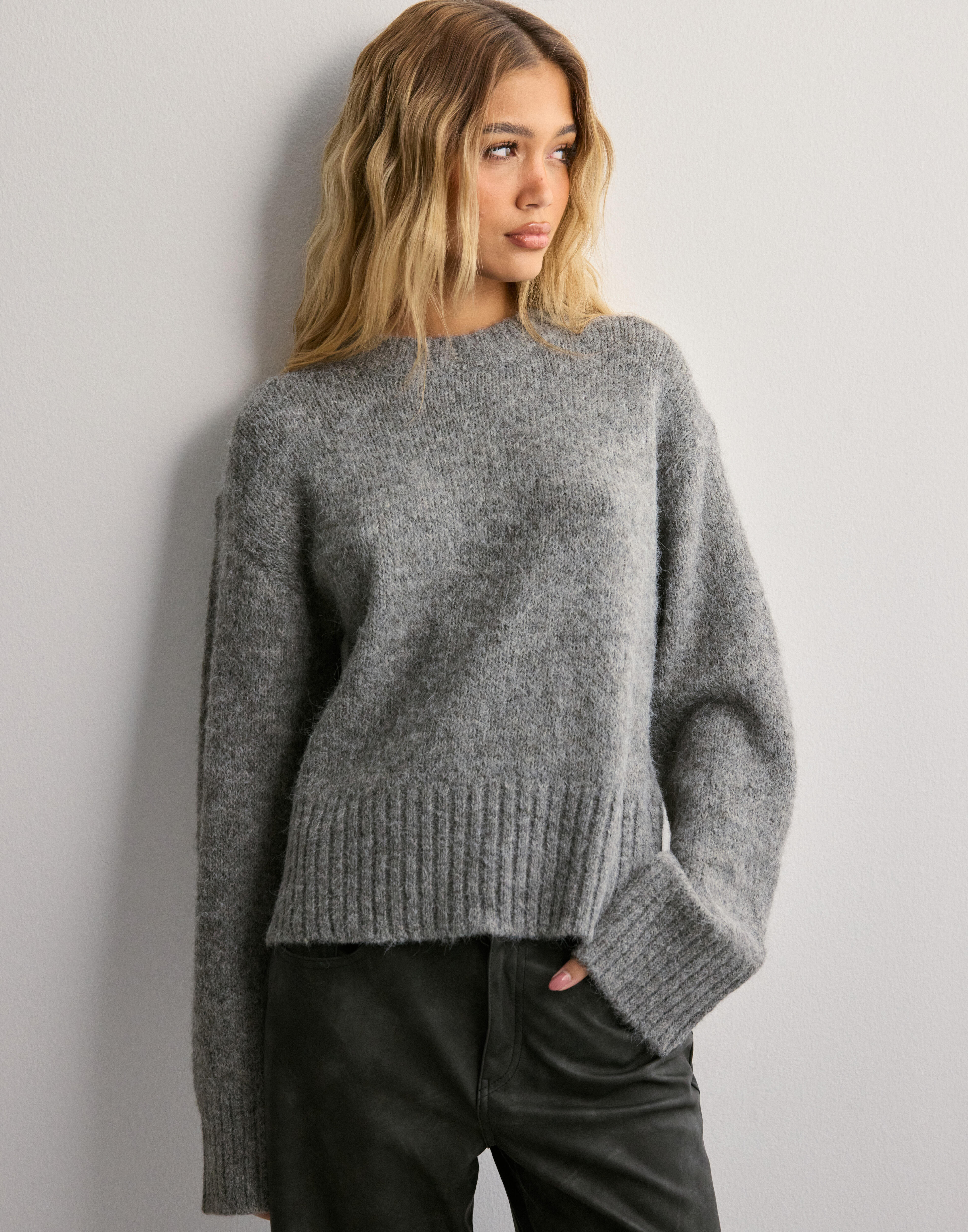 Gray fuzzy sweater best sale