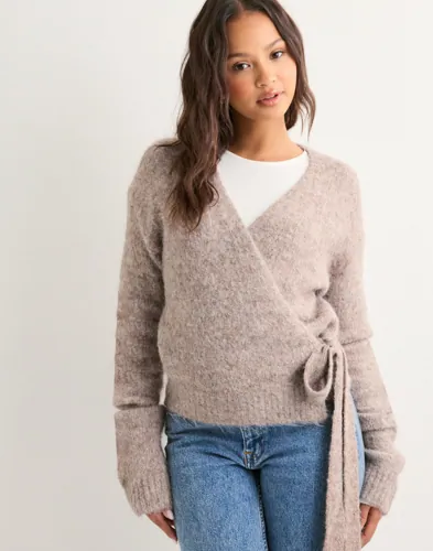 Neo Noir - Beige - Ronia Fluffy Wrap Knit Cardigan