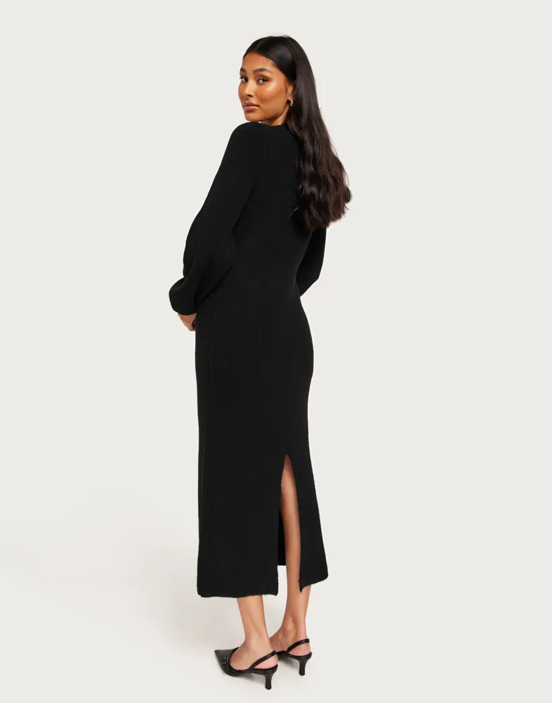 Buy Vero Moda VMANGALINA LS O-NECK 7/8 KNIT DRESS - Black | Nelly.com