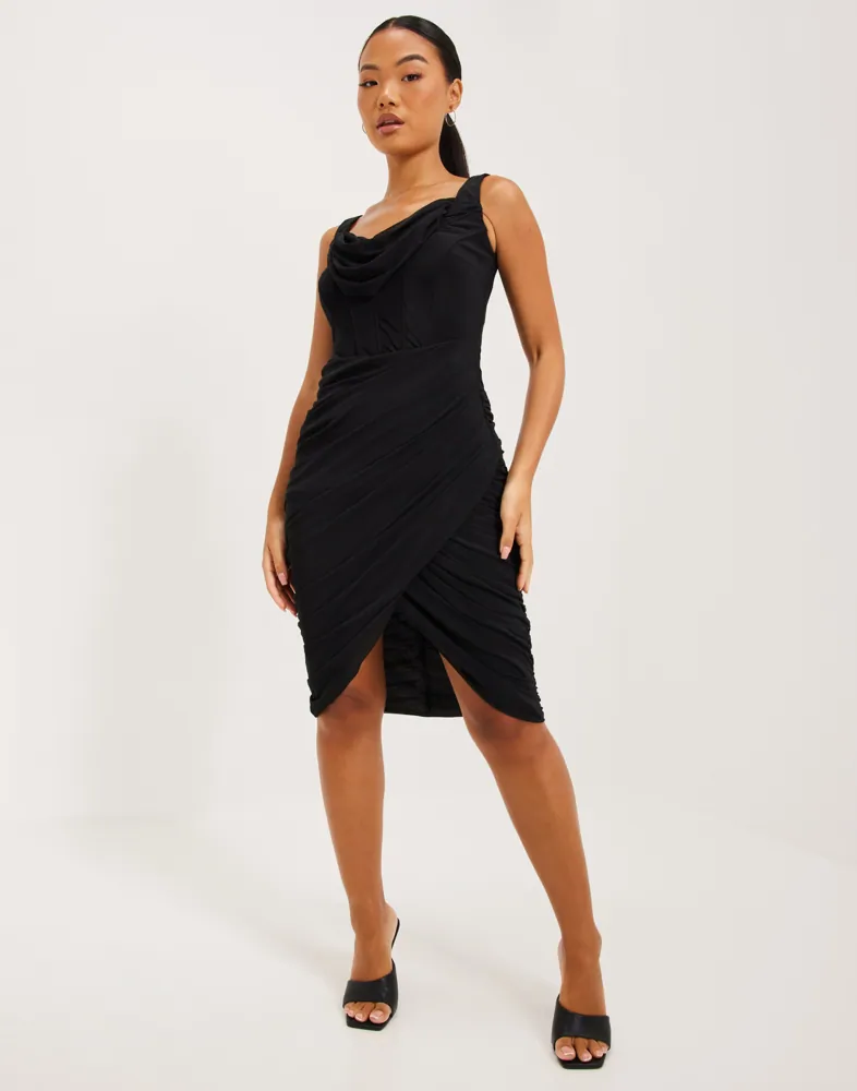 knee length dresses for ladies Rare London Cut Out Bodycon Midi Dress