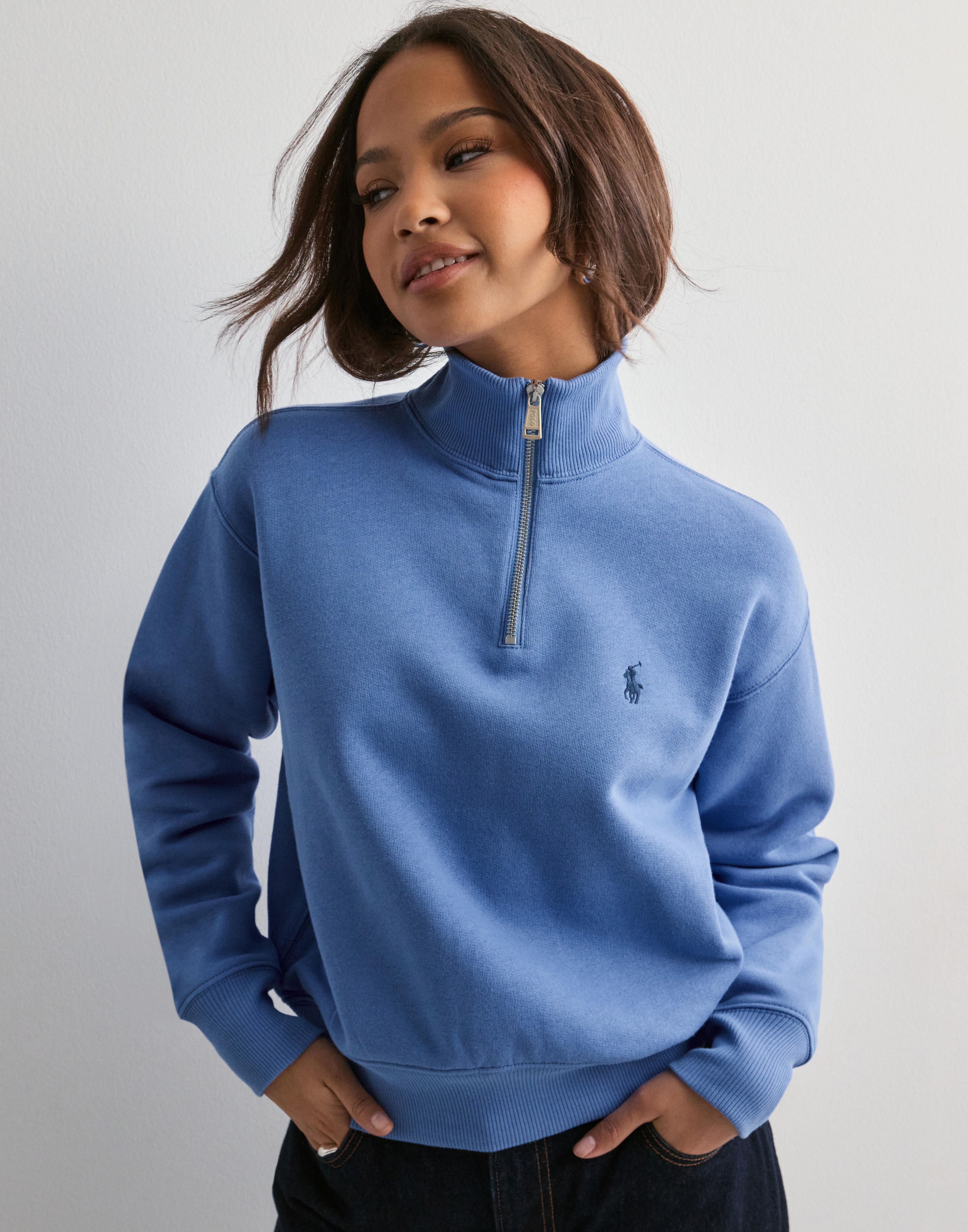 Buy Polo Ralph Lauren HLF ZIP-LONG SLEEVE-SWEATSHIRT - Blue