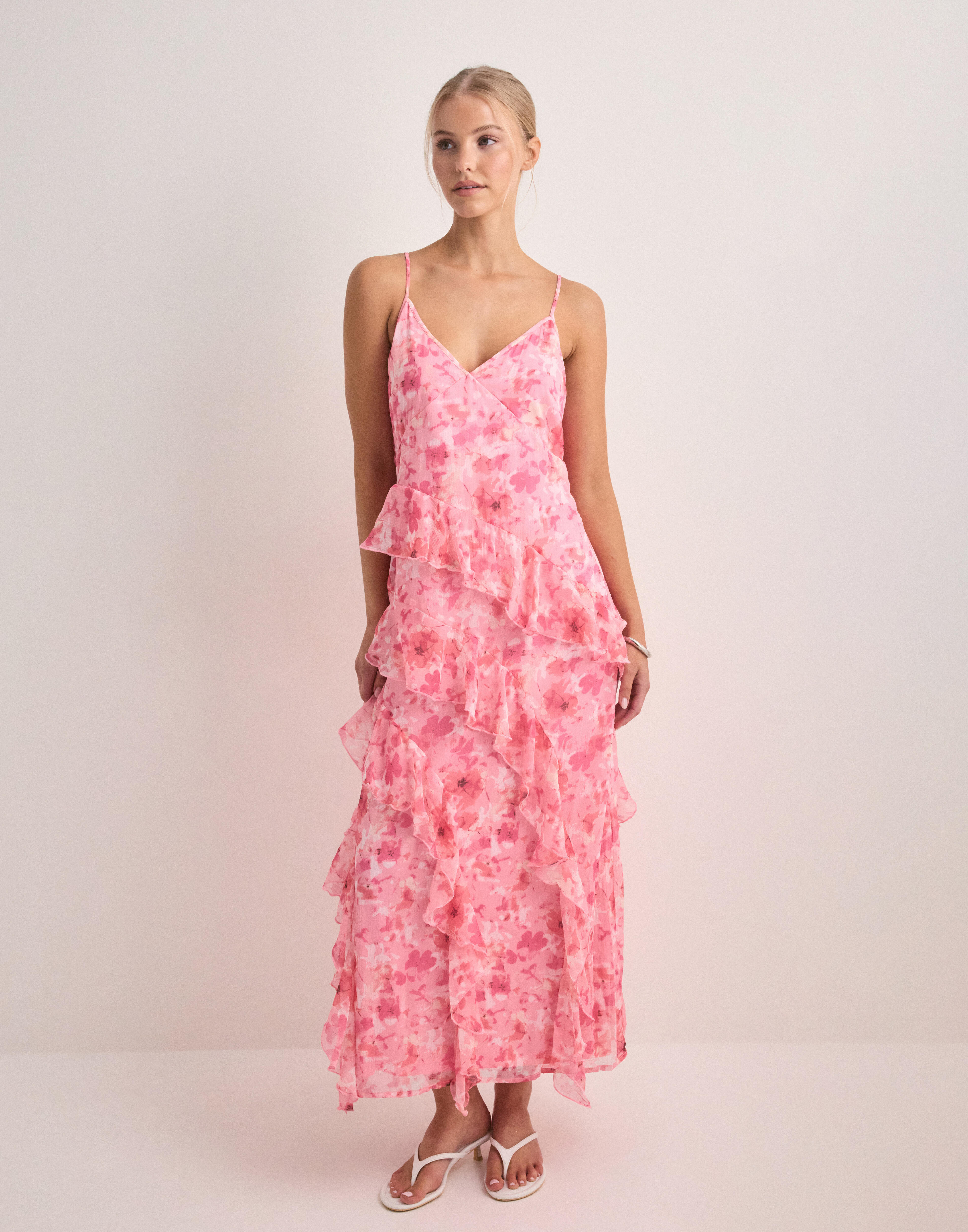 Buy Vero Moda VMSMILLA S/L V-NECK LONG FRILL DRES - Rose Shadow