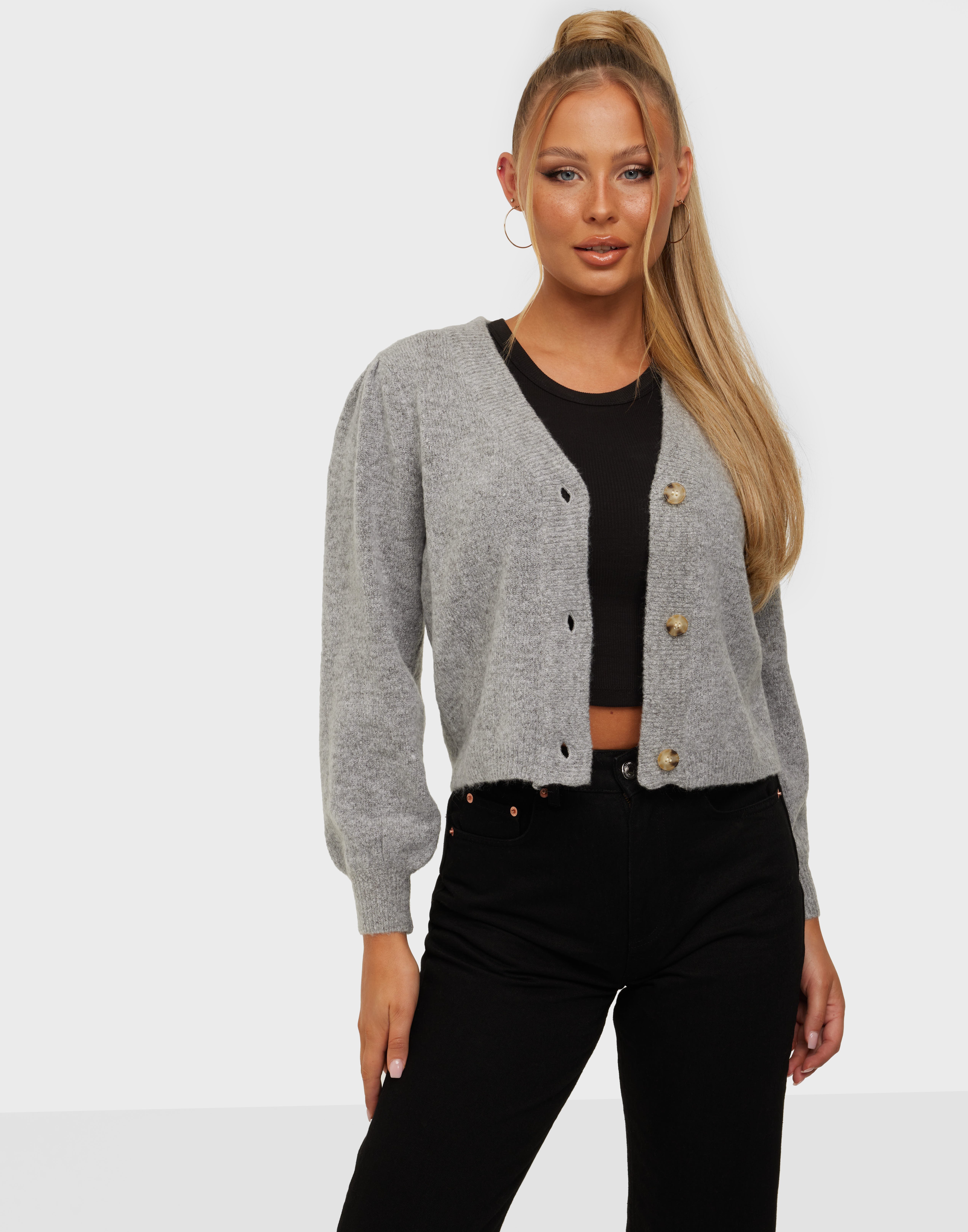 Buy OBJECT OBJEVE NONSIA L/S SHORT CARDIGAN NO - Light Grey