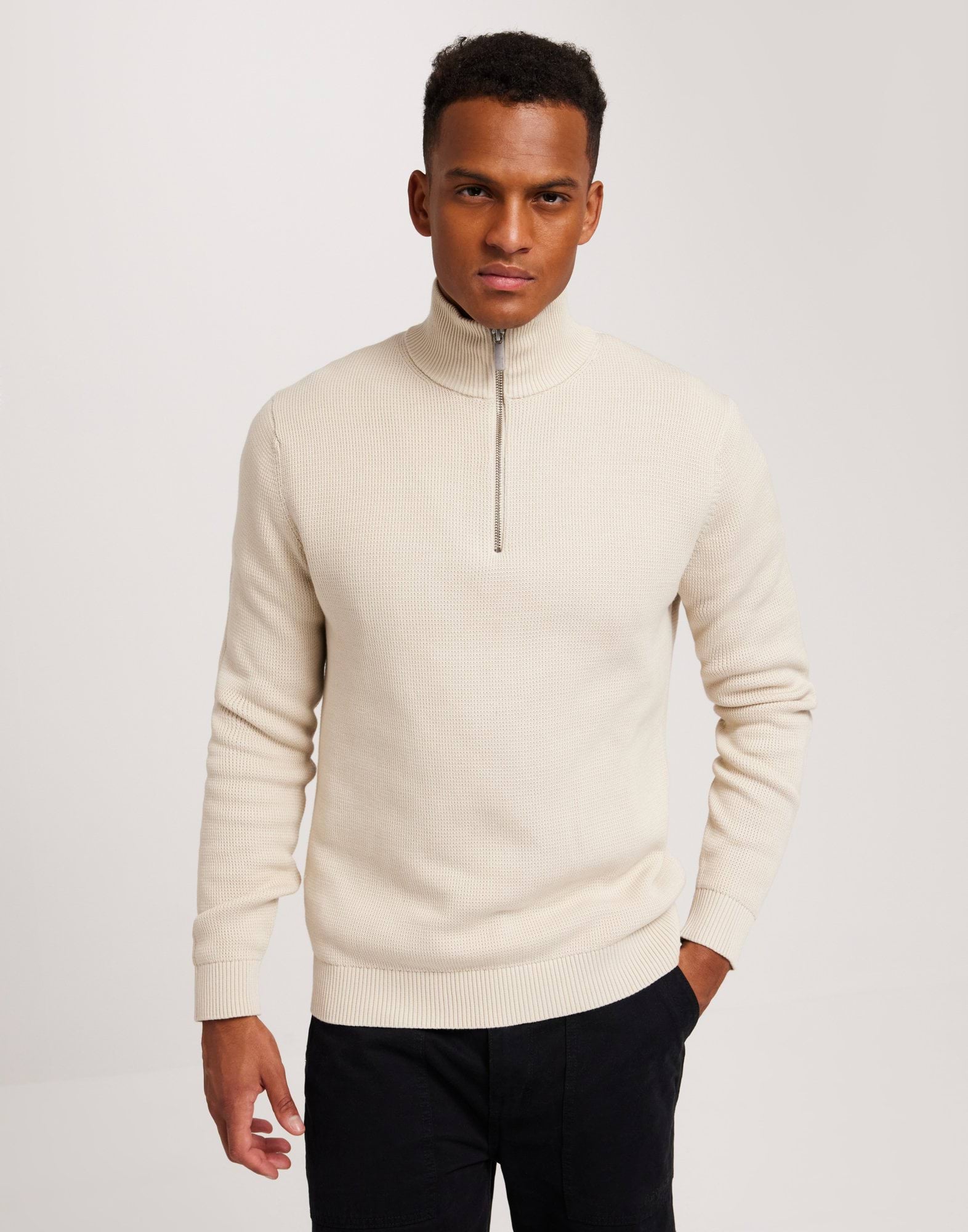 SLHDANE LS KNIT STRUCTURE HALF ZIP