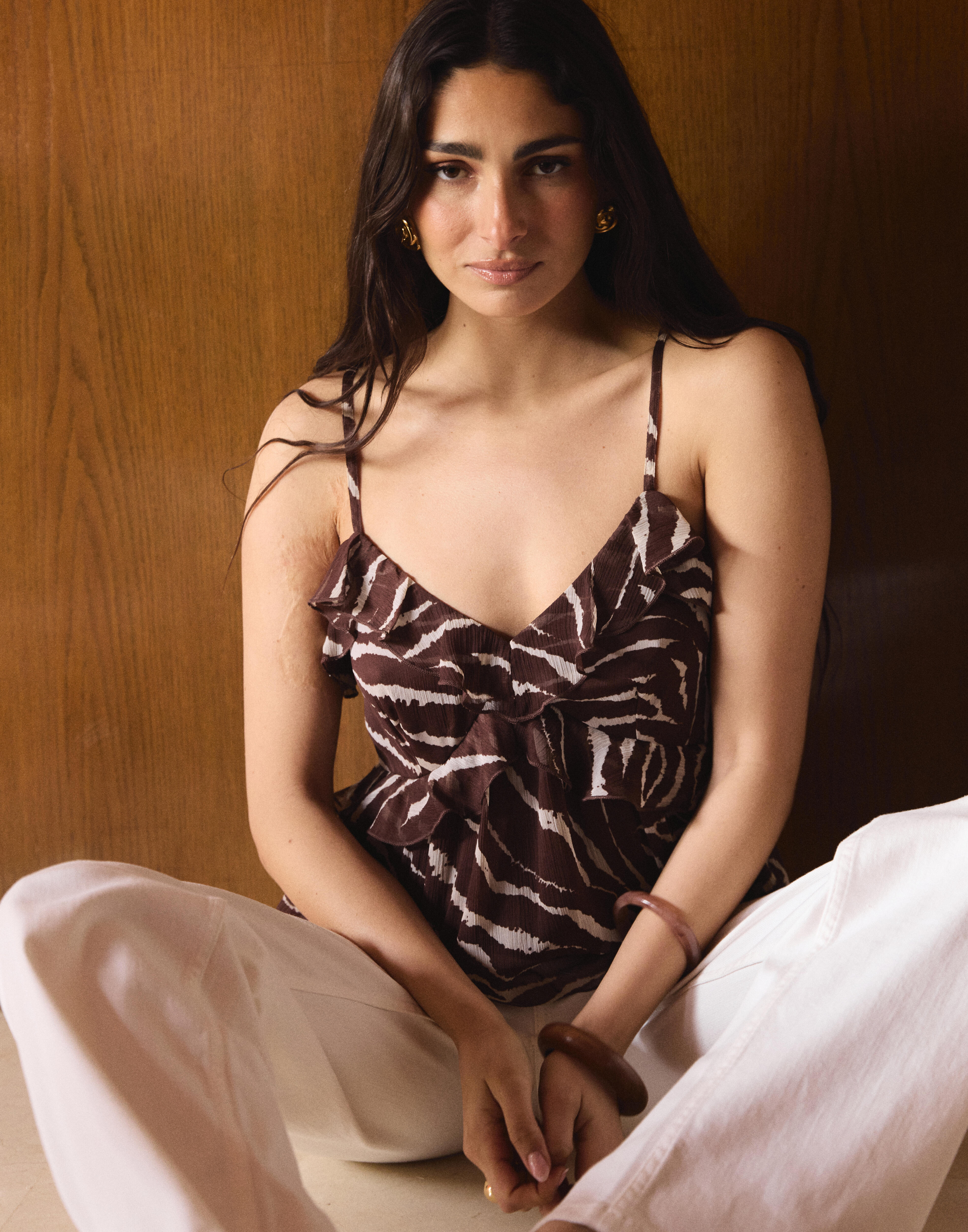 Flounce Strap Top Zebra