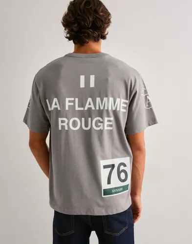 Grå ANNARR t-shirt med tryck och rund halsringning